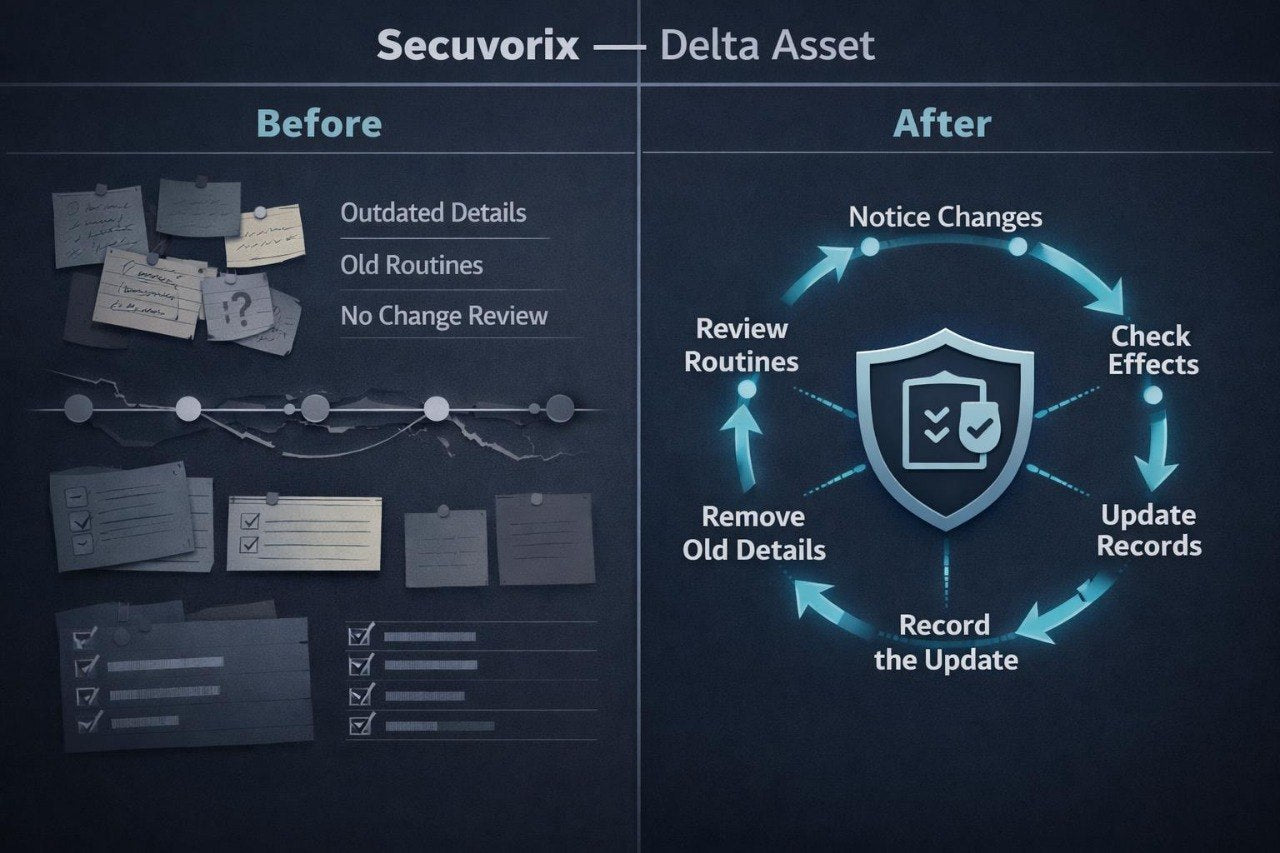 Comparison of Secuvorix and Delta Asset processes on a dark background