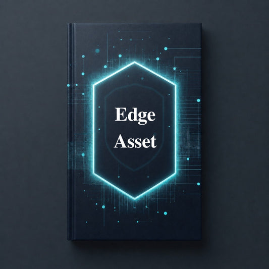 Book or notebook with 'Edge Asset' on a dark background
